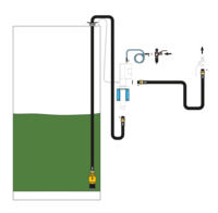 Installation kit for a remote wall mounted air operated pump, connected to tank max 3 m high