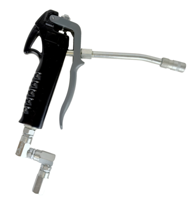 Grease control valve with rigid outlet, hydraulic connector and Z-swivel