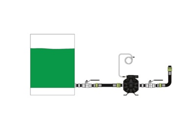 Installation kit for floor mounted air operated diaphragm pump 1 1/2 with a suction hose connected to a tank (excl. FRL)